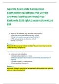Georgia Real Estate Salesperson  Examination Questions And Correct  Answers &lpar;Verified Answers&rpar; Plus  Rationale 2026 Q&A&vert; Instant Download  Pdf  