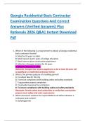 Georgia Residential-Basic Contractor Exams Practice Questions And Correct Answers &lpar;Verified Answers&rpar; Plus Rationales 2026 Q&A &vert; Instant Download Pdf