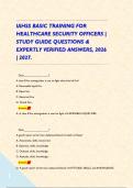 IAHSS BASIC TRAINING FOR HEALTHCARE SECURITY OFFICERS &vert; STUDY GUIDE QUESTIONS & EXPERTLY VERIFIED ANSWERS&comma; 2026 &vert; 2027&period;     
