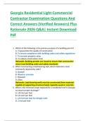 Georgia Residential-Light Commercial Contractor Exams Practice Questions And Correct Answers &lpar;Verified Answers&rpar; Plus Rationales 2026 Q&A &vert; Instant Download Pdf