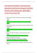 Journeyman Plumber Licensing Exam  Questions And Correct Answers &lpar;Verified  Answers&rpar; Plus Rationales 2026 Q&A &vert;  Instant Download Pdf 
