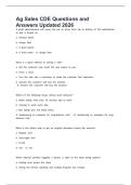 Ag Sales CDE Questions and Answers Updated 2026