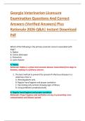 Georgia Veterinarian Licensure  Examination Questions And Correct  Answers &lpar;Verified Answers&rpar; Plus  Rationale 2026 Q&A&vert; Instant Download  Pdf