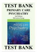 TEST BANK FOR PRIMARY CARE PSYCHIATRY 2nd Edition McCarron Xiong Latest Verified Review 2026 Practice Questions and Answers for Exam Preparation&comma; 100&percnt; Correct with Explanations&period;