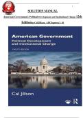 Solution Manual For American Government Political Development And Institutional Change 12th Edition By Jillson&comma; Complete &lpar;Ch 1 To 16&rpar; In PDF