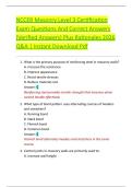 NCCER Masonry Level 3 Certification  Exam Questions And Correct Answers  &lpar;Verified Answers&rpar; Plus Rationales 2026  Q&A &vert; Instant Download Pdf