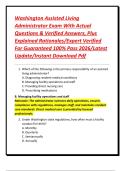 Washington Assisted Living Administrator Exam With Actual Questions & Verified Answers&comma; Plus Explained Rationales&sol;Expert Verified For Guaranteed 100&percnt; Pass 2026&sol;Latest Update&sol;Instant Download Pdf