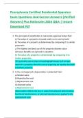 Pennsylvania Certified Residential Appraiser  Exam Questions And Correct Answers &lpar;Verified  Answers&rpar; Plus Rationales 2026 Q&A &vert; Instant  Download Pdf 