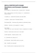DECA CERTIFICATE EXAM Questions and Answers Updated 2026