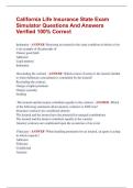 California Life Insurance State Exam  Simulator Questions And Answers  Verified 100&percnt; Correct
