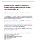 California Life&comma; Accident&comma; and Health  Licensing Exam Questions And Answers  Verified 100&percnt; Correct 