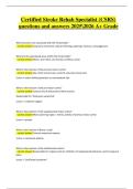 Certified Stroke Rehabilitation Specialist &lpar;CSRS&rpar; Exam &ndash; Verified Questions & Correct Detailed Answers &vert; 2025&sol;2026 A&plus; Grade