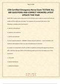 CEN Certified Emergency Nurse Exam TESTBAK ALL 600 QUESTIONS AND CORRECT ANSWERS LATEST UPDATE THIS YEAR