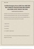 Certified Emergency Nurse &lpar;CEN&rpar; Exam A&B 2026 2027 COMPLETE 500 QUESTIONS AND VERIFIED  SOLUTIONS LATEST UPDATE THIS YEAR 