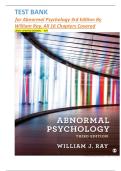 Test Bank for Abnormal Psychology 3rd Edition By William Ray&comma; All 16 Chapters Covered&comma; Verified Latest Edition &comma;RATED A&plus;