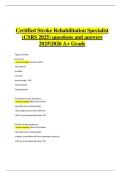 Certified Stroke Rehabilitation Specialist &lpar;CSRS&rpar; 2025 &ndash; Exam Questions and Answers 2025&ndash;2026 &vert; Complete stroke rehabilitation certification study guide for an A&plus; grade