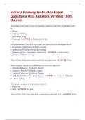 Indiana Primary Instructor Exam  Questions And Answers Verified 100&percnt;  Correct