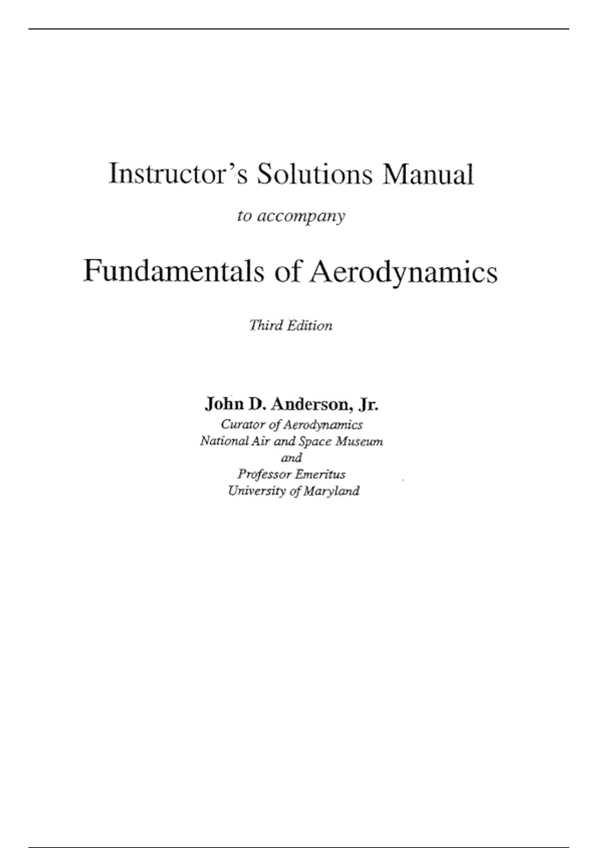 Solution Manual For Fundamentals of Aerodynamics 3rd Edition by John David Anderson Chapter 1-19 ...