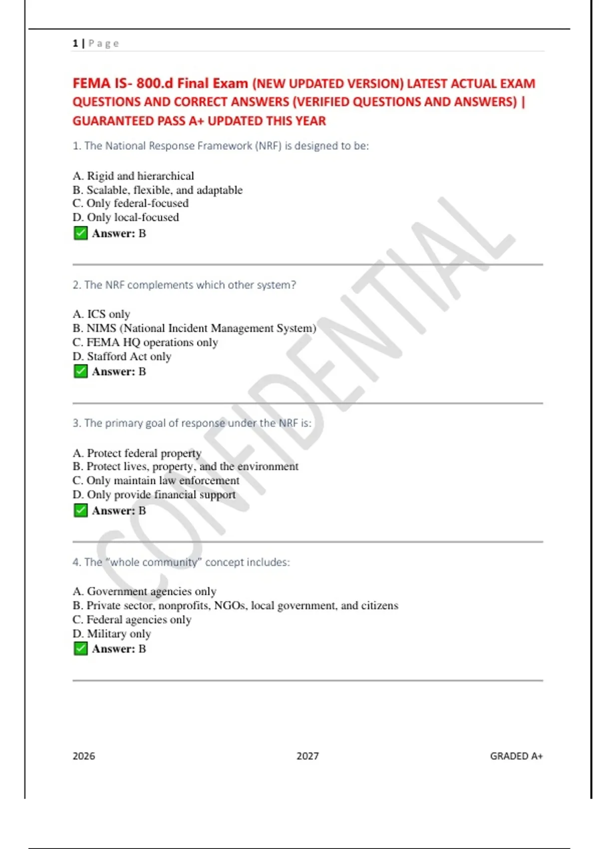 FEMA IS-800.d Practice Questions 2026–2027 | Complete Study Guide ...