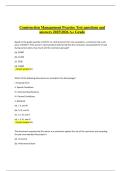 Construction Management Practice Test questions and  answers 20252026 A&plus; Grade