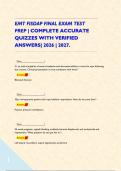 EMT FISDAP FINAL EXAM TEST PREP &vert; COMPLETE ACCURATE QUIZZES WITH VERIFIED ANSWERS&vert; 2026 &vert; 2027&period;      