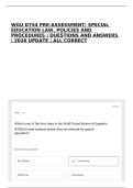WGU D754 PRE-ASSESSMENT&colon; SPECIAL EDUCATION LAW&comma; POLICIES AND PROCEDURES &vert; QUESTIONS AND ANSWERS &vert; 2026 UPDATE &vert; ALL CORRECT