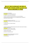 Heavy Truck Brakes &ndash; Michigan Mechanic Study Guide Questions and Answers 2025&ndash;2026 &vert; Complete brake systems exam preparation for an A&plus; grade
