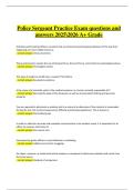 Police Sergeant Practice Exam questions and  answers 20252026 A&plus; Grade