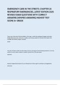 Emergency Care in the Streets Chapter 16 Respiratory Emergencies 2026&sol;2027 &vert; Revised Exam Questions with Verified Answers&comma; Graded A&plus;
