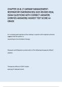 Chapters 16 & 17 Airway Management & Respiratory Emergencies 2026&sol;2027 &vert; Revised Exam Questions with Verified Answers&comma; Graded A&plus;