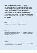 Emergency Care in the Streets Chapter 16 Respiratory Emergencies 2026&sol;2027 &vert; New 2025 Update&comma; Revised Exam Questions & Answers