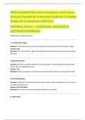 NFHS Baseball Rules Exam Questions  And correct Answers Revised By Acemarket Updated For Better Grades A&plus; Guaranteed 100&percnt; Pass BASEBALL RULES &mdash; QUESTIONS&comma; ANSWERS & CERTIFIED RATIONALES