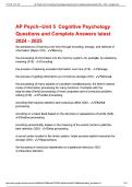 AP Psychology &ndash; Unit 5 Cognitive Psychology Questions and Complete Answers 2024&ndash;2025 &vert; Latest Study Guide and Test Bank