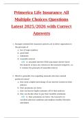 Primerica Life Insurance All  Multiple Choices Questions  Latest 2025&sol;2026 with Correct  Answers 