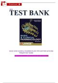 Test Bank for Basic and Clinical Pharmacology 15th Edition by Katzung & Trevor &vert; ISBN-13&colon; 978-1260452310 &vert; Chapters 1-66 &vert; Complete with Explained Answers