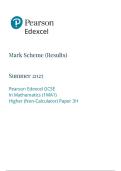 Edexcel GCSE 2025 Mathematics  Paper 3H Higher Tier Mark Scheme &vert; Calculator