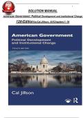 Full Solution Manual for American Government&colon; Political Development and Institutional Change&comma; 12th Edition by Cal Jillson &vert; Verified Q&A &vert; Detailed Rationales &vert; Undergraduate Level &vert; Updated 2026 Version