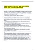 CNSC ASPEN PRACTICE TEST QUESTIONS WITH 100&percnt; CORRECT ANSWERS 