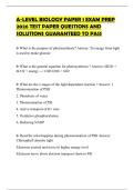 A-LEVEL BIOLOGY PAPER 1 EXAM PREP 2026 TEST PAPER QUESTIONS AND SOLUTIONS GUARANTEED TO PASS