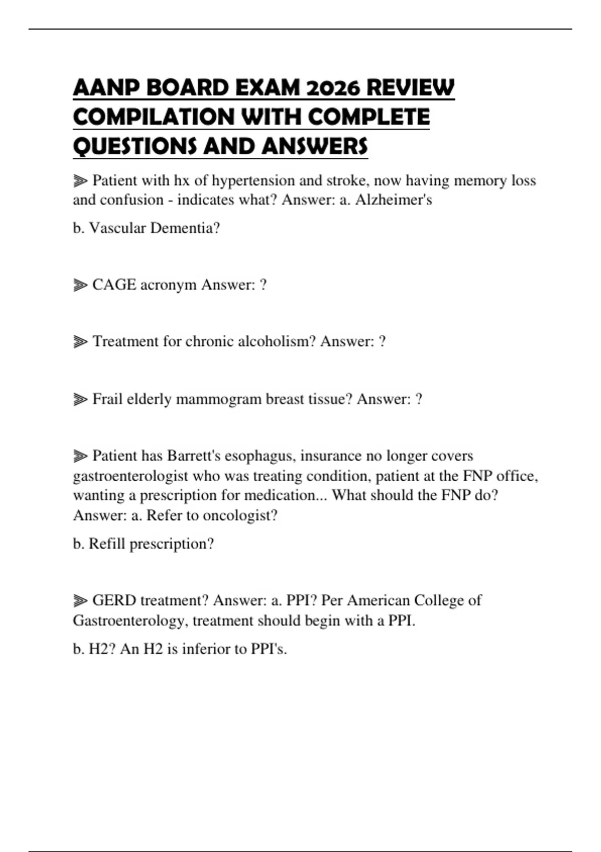 AANP BOARD EXAM 2026 REVIEW COMPILATION WITH COMPLETE QUESTIONS AND ...