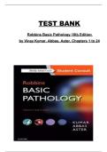 Robbins Basic Pathology &lpar;10th Edition&rpar; by Vinay Kumar&comma; Abbas & Aster &ndash; Chapters 1&ndash;24 Complete Test Bank