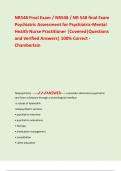 NR548 Final Exam &sol; NR548 &sol; NR 548 final Exam  Psychiatric Assessment for Psychiatric-Mental  Health Nurse Practitioner &vert;Covered&vert;Questions  and Verified Answers&vert; 100&percnt; Correct - Chamberlain