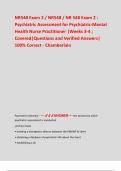 NR548 Exam 2 &sol; NR548 &sol; NR 548 Exam 2 &colon;  Psychiatric Assessment for Psychiatric-Mental  Health Nurse Practitioner &vert;Weeks 3-4 &semi;  Covered&vert;Questions and Verified Answers&vert;  100&percnt; Correct - Chamberlain