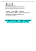 2025 GCSE &lpar;9&ndash;1&rpar; Biology B &lpar;Twenty First Century Science&rpar; J257&sol;02 Depth in Biology &lpar;Foundation Tier&rpar;   &lpar;Verified Question Paper With Mark Scheme Combined June 2025&rpar;