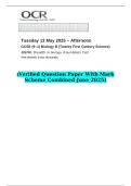 2025 GCSE &lpar;9&ndash;1&rpar; Biology B &lpar;Twenty First Century Science&rpar; J257&sol;01 Breadth in biology &lpar;Foundation Tier&rpar; &lpar;Verified Question Paper With Mark Scheme Combined June 2025&rpar;