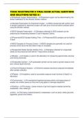 TEXAS WASTEWATER D FINAL EXAM ACTUAL QUESTIONS AND SOLUTIONS RATED A&plus;