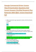 Georgia Commercial Driver License  Class B Examination Questions And  Correct Answers &lpar;Verified Answers&rpar; Plus  Rationale 2026 Q&A&vert; Instant Download  Pdf 