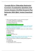 Georgia Driver Education Instructor  Licensure Examination Questions And  Correct Answers &lpar;Verified Answers&rpar; Plus  Rationale 2026 Q&A&vert; Instant Download  Pdf 