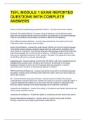 TEFL MODULE 1 EXAM REPORTED QUESTIONS WITH COMPLETE ANSWERS 