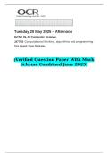 2025 GCSE &lpar;9&ndash;1&rpar; Computer Science J277&sol;02 Computational thinking&comma; algorithms and programming  &lpar;Verified Question Paper With Mark Scheme Combined June 2025&rpar;